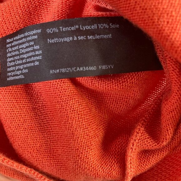 Womens Eileen Fisher Silk Blend Sweater Crew Neck Orange M Tencel Silk - Picture 6 of 7